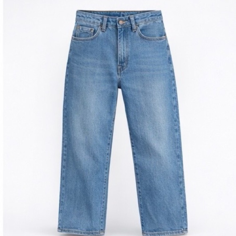 NA-KD Medium Blue Straight Leg Jeans Sz 36 Denim